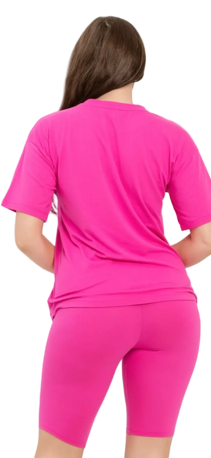 Brushed Dty Round Neck Top Bike Shorts Set